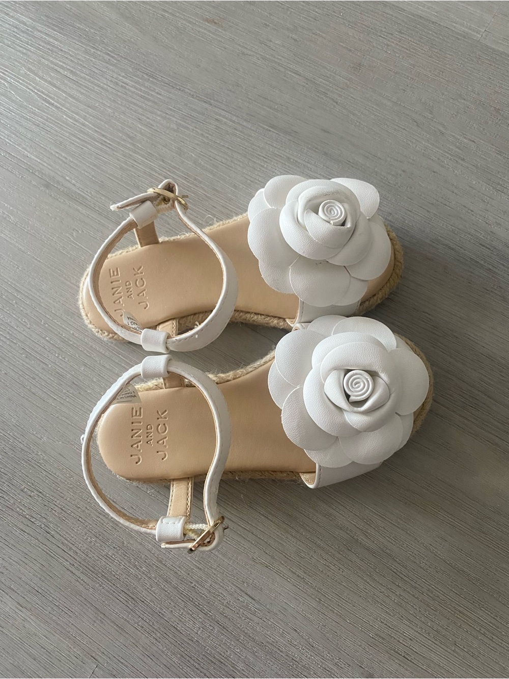 Janie and Jack White Floral Espadrille-Style Sandals